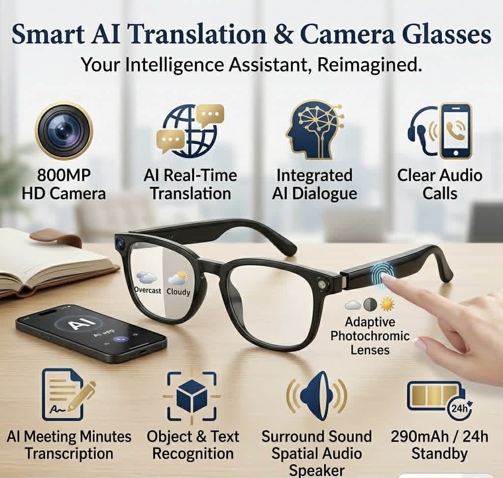 AI Glasses Pro — Smart 8K Camera Glasses with Real-Time AI